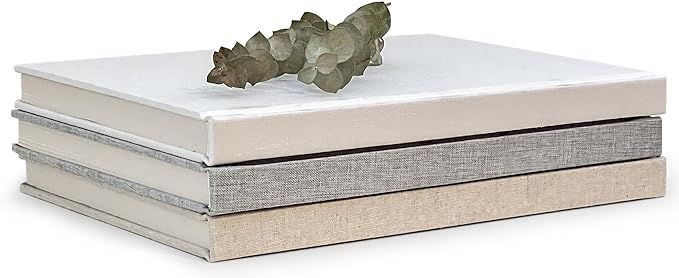 Decorative Book Set | Linen Covered Book Set | Set of 3 Real Linen Hardcover Book for Decor | Fas... | Amazon (US)