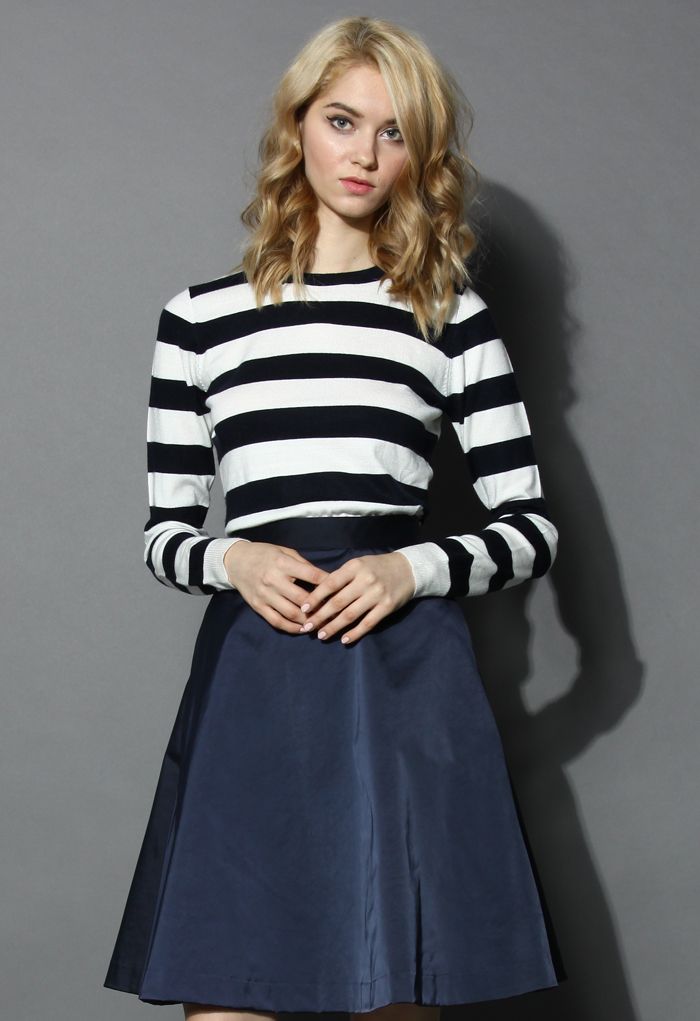 Classic Striped Long-sleeves Sweater | Chicwish