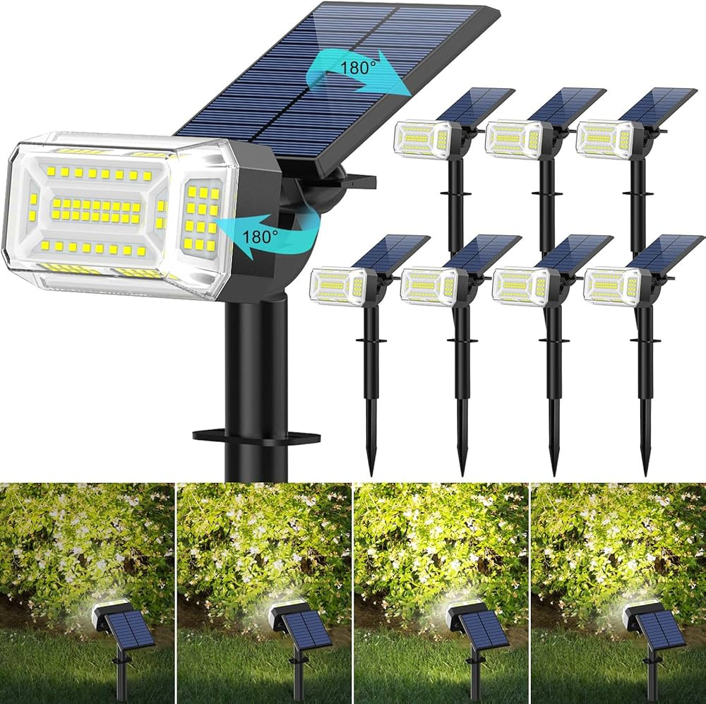 102 LEDs Solar Spot Lights Outdoor, [ 4 Modes/8 Pack] Solar Spotlights Waterproof IP65, Adjustabl... | Amazon (US)