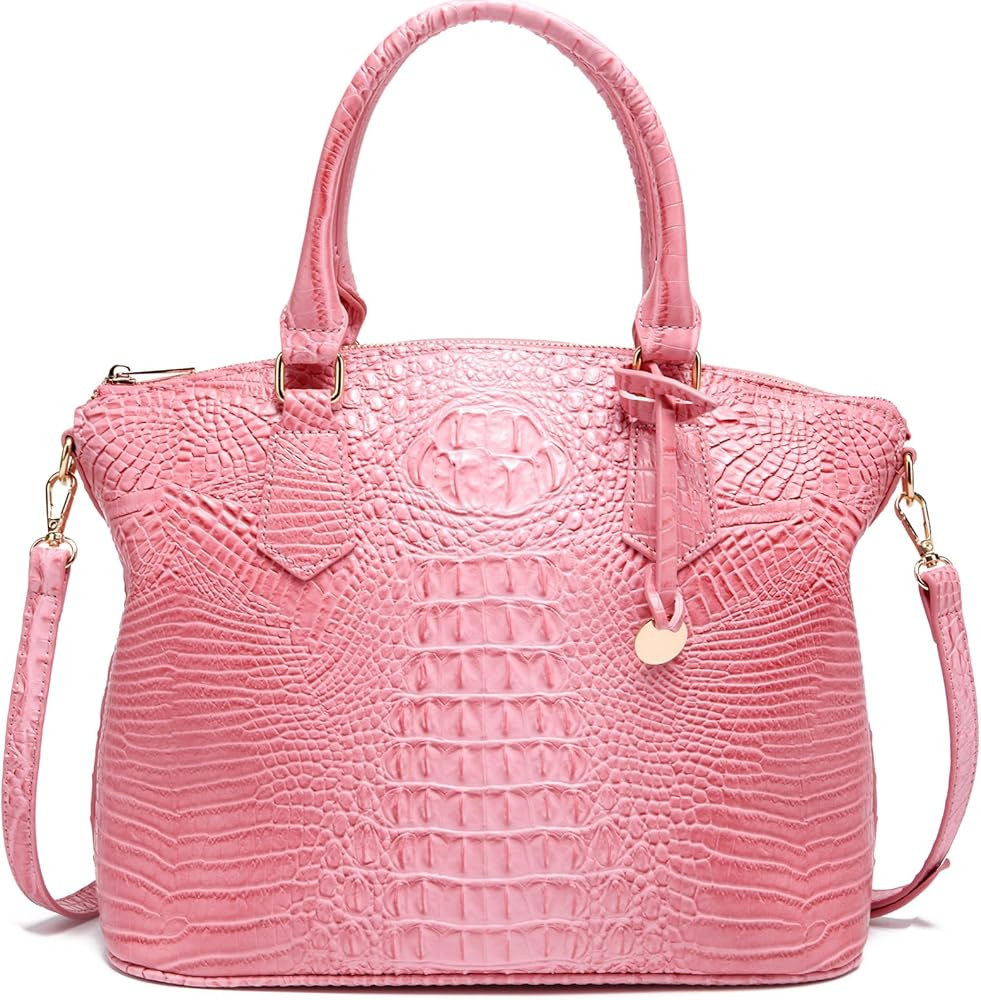 Crocodile Embossed Purse for Women Top-handle Handbag Crossbody Leather Bag Large Tote with Shoul... | Amazon (US)