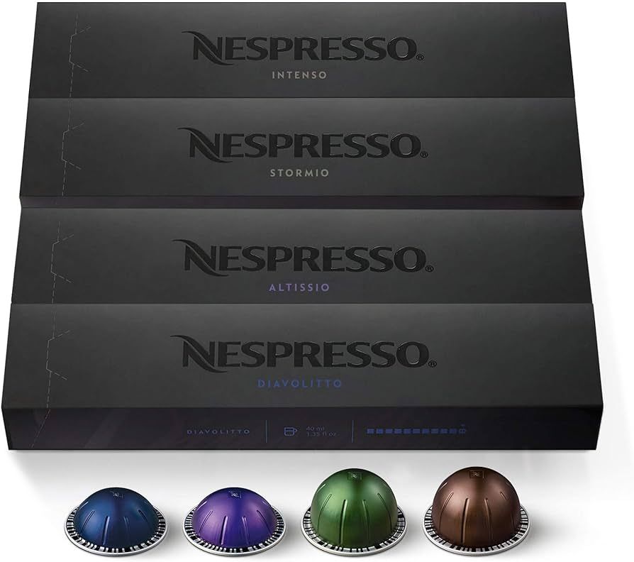 Nespresso Capsules VertuoLine, Dark Assortment Variety Pack, Dark Roast , 40 Count Coffee & Espre... | Amazon (US)