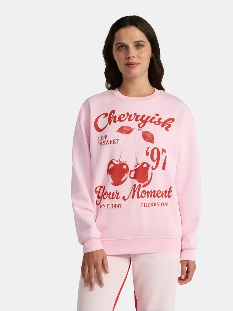 Women's Cherryish Graphic Sweatshirt with Long Sleeves, Sizes XXS-XXL | Walmart (US)