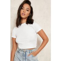 boohoo Women's Short Sleeve Crew Neck Ribbed Top in White | Size: 8 | Boohoo.com (UK & IE)
