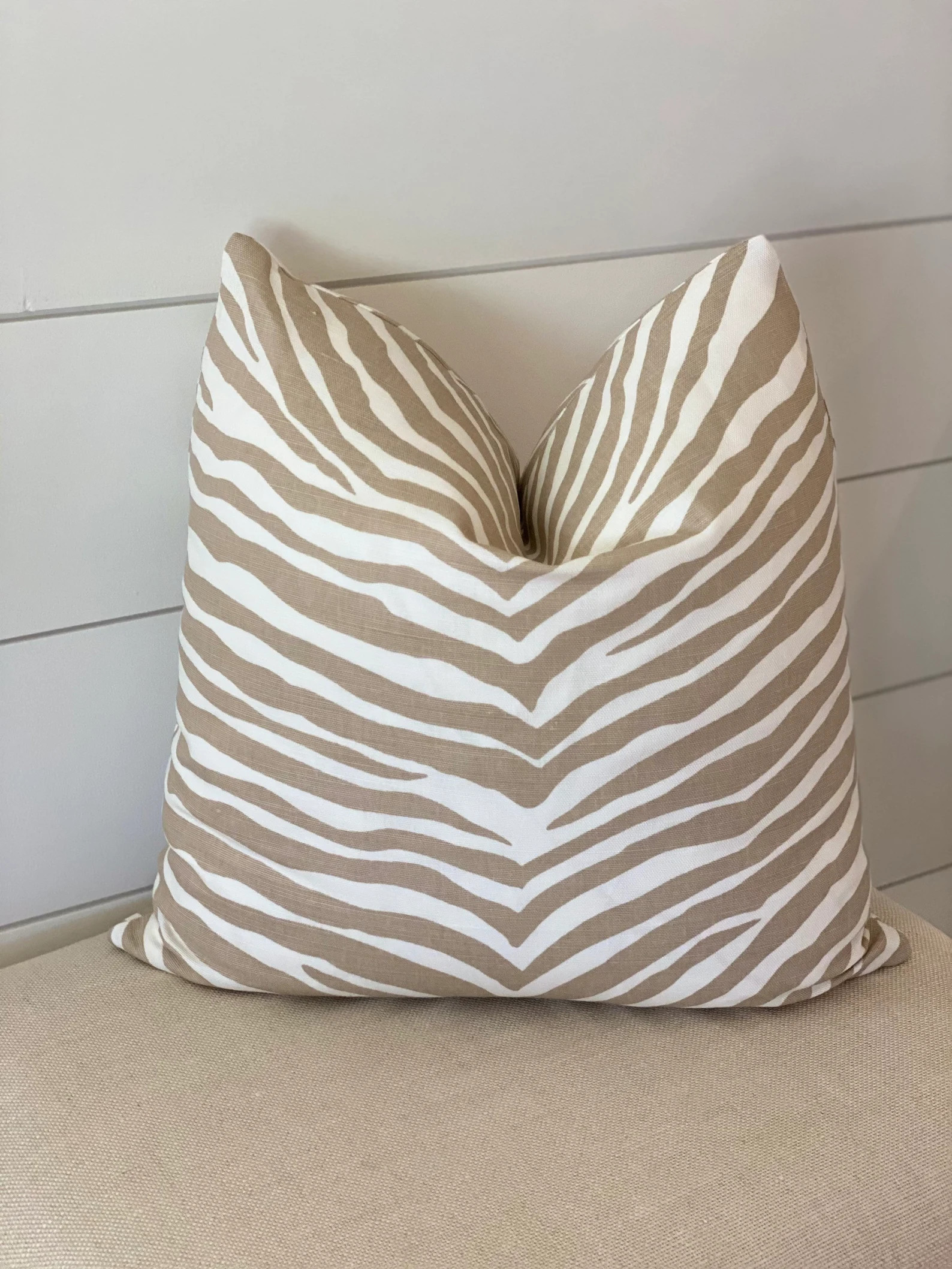 Schumacher Zebra Print Pillow Cover: Beige & White Designer Throw Pillow | Etsy (US)
