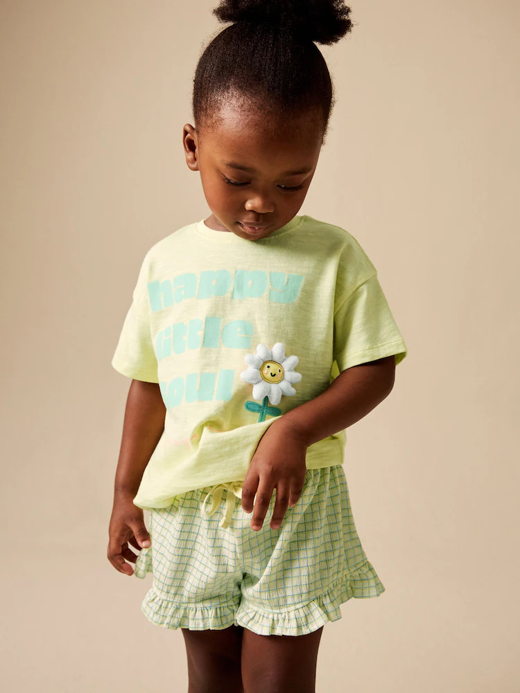 Lime Green Flower Short Sleeve Top and Shorts Set (3mths-7yrs) | Next US
