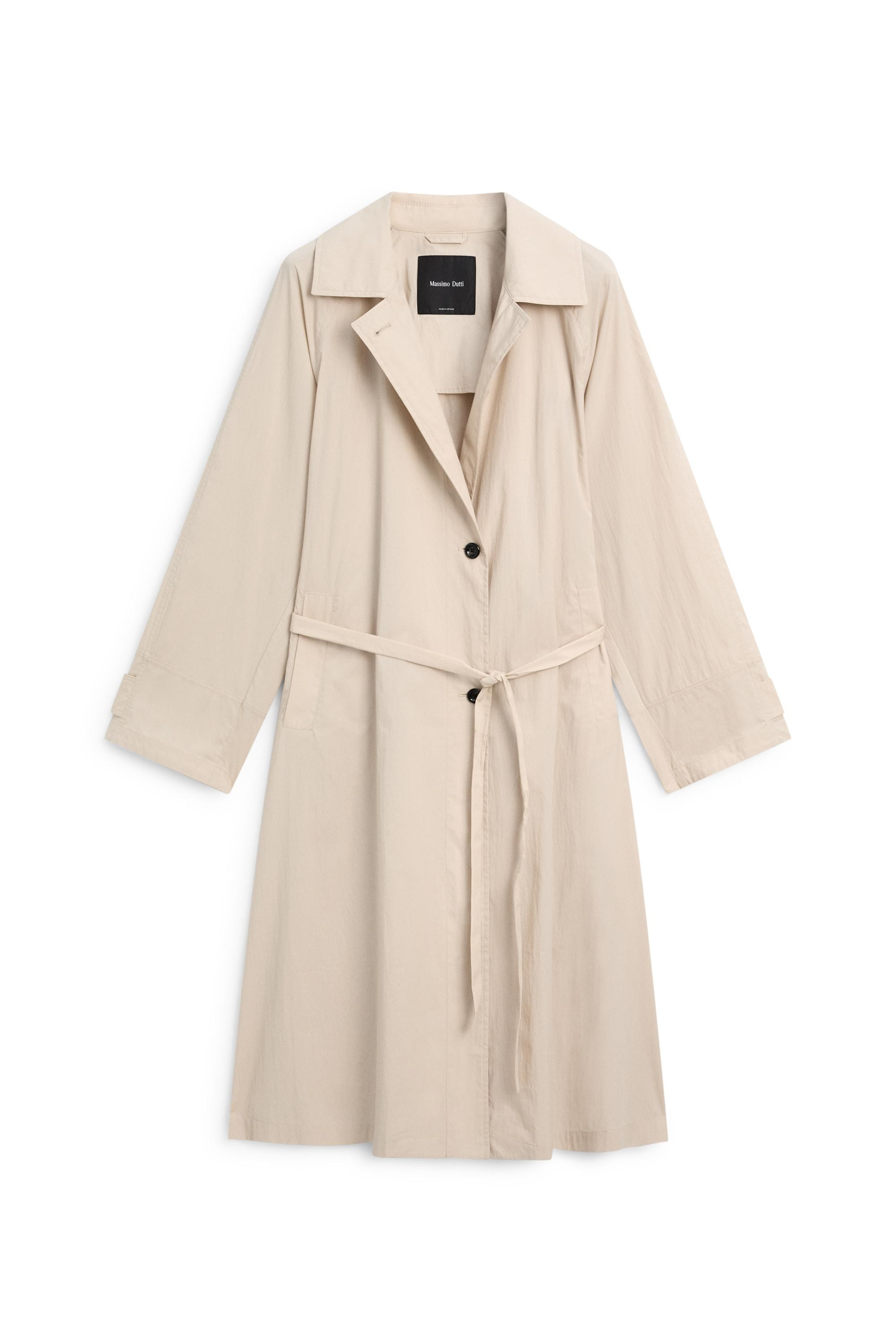 Long flowing trench coat - Beige | Massimo Dutti US