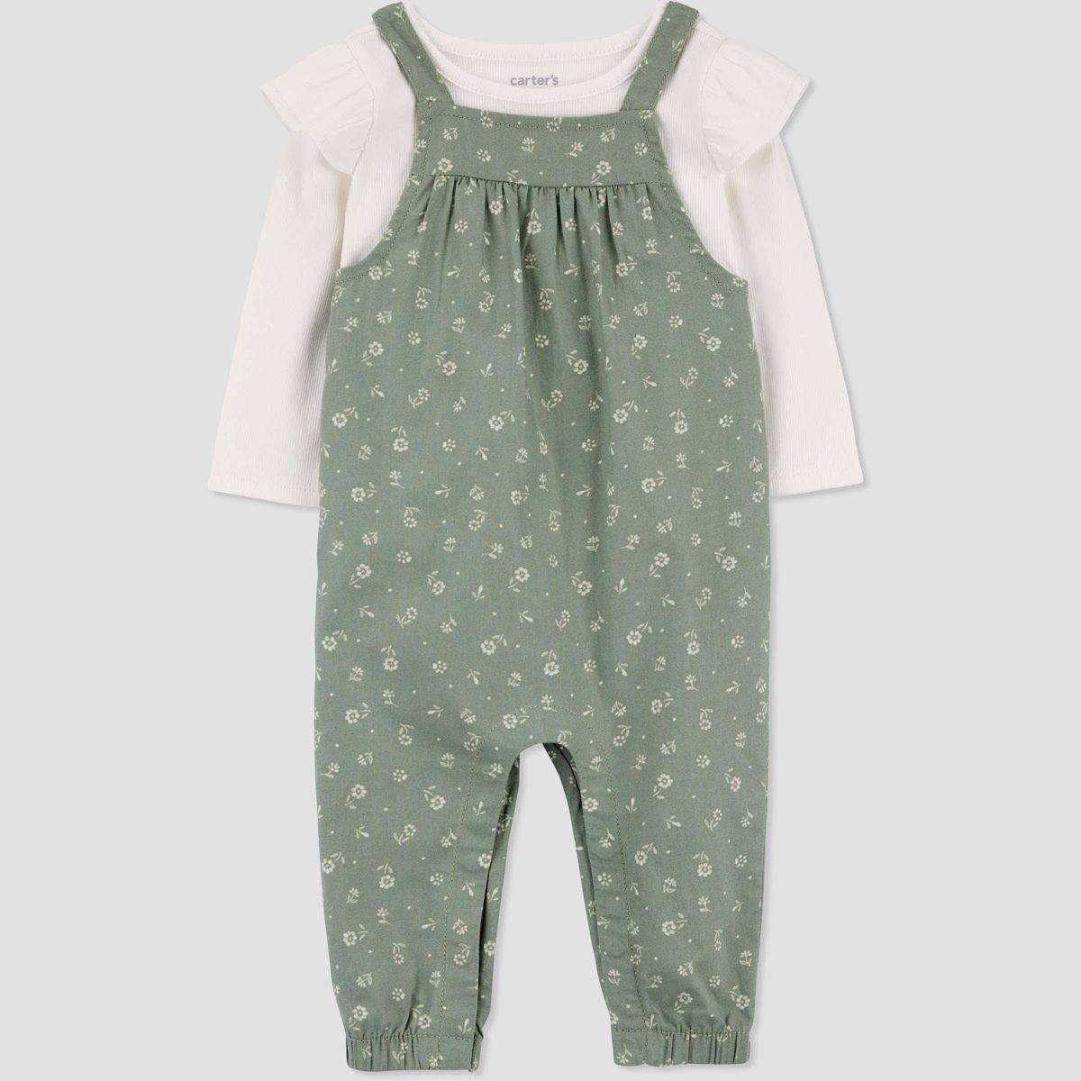 Carter's Just One You® Baby Girls' Floral Top & Overalls Set - Green/Ivory | Target