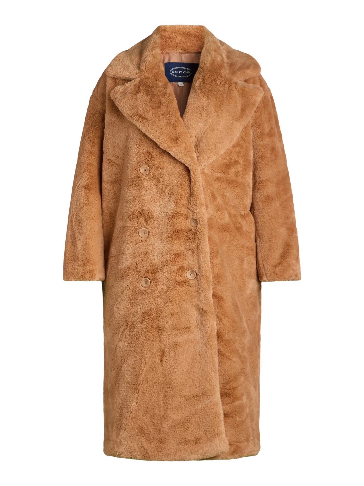 Scoop Women's Plus Faux Fur Oversized Maxi Coat, Sizes 1X-4X - Walmart.com | Walmart (US)