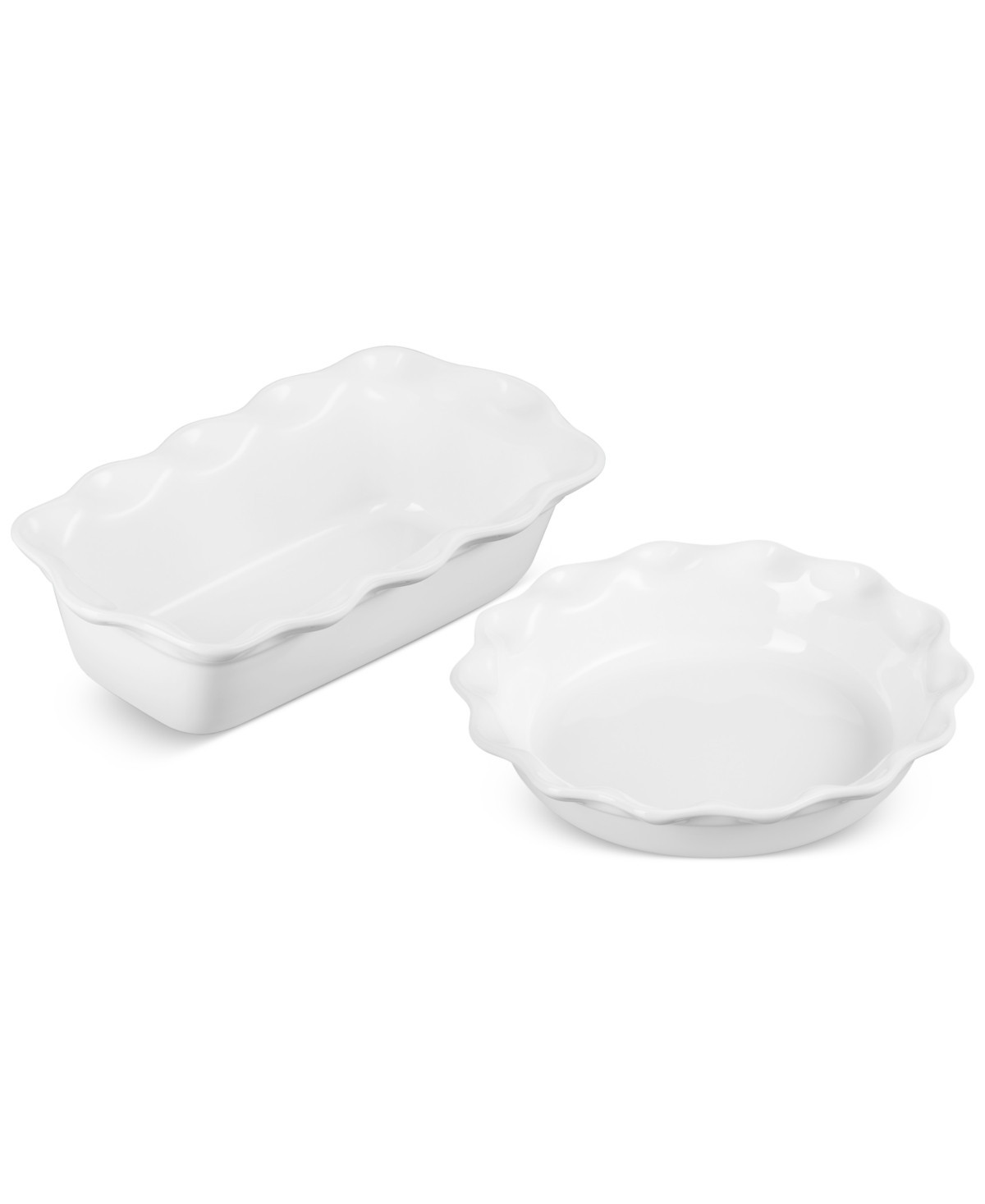 Le Creuset Stoneware Heritage Pie Dish & Fluted Loaf Pan Set - White | Macy's