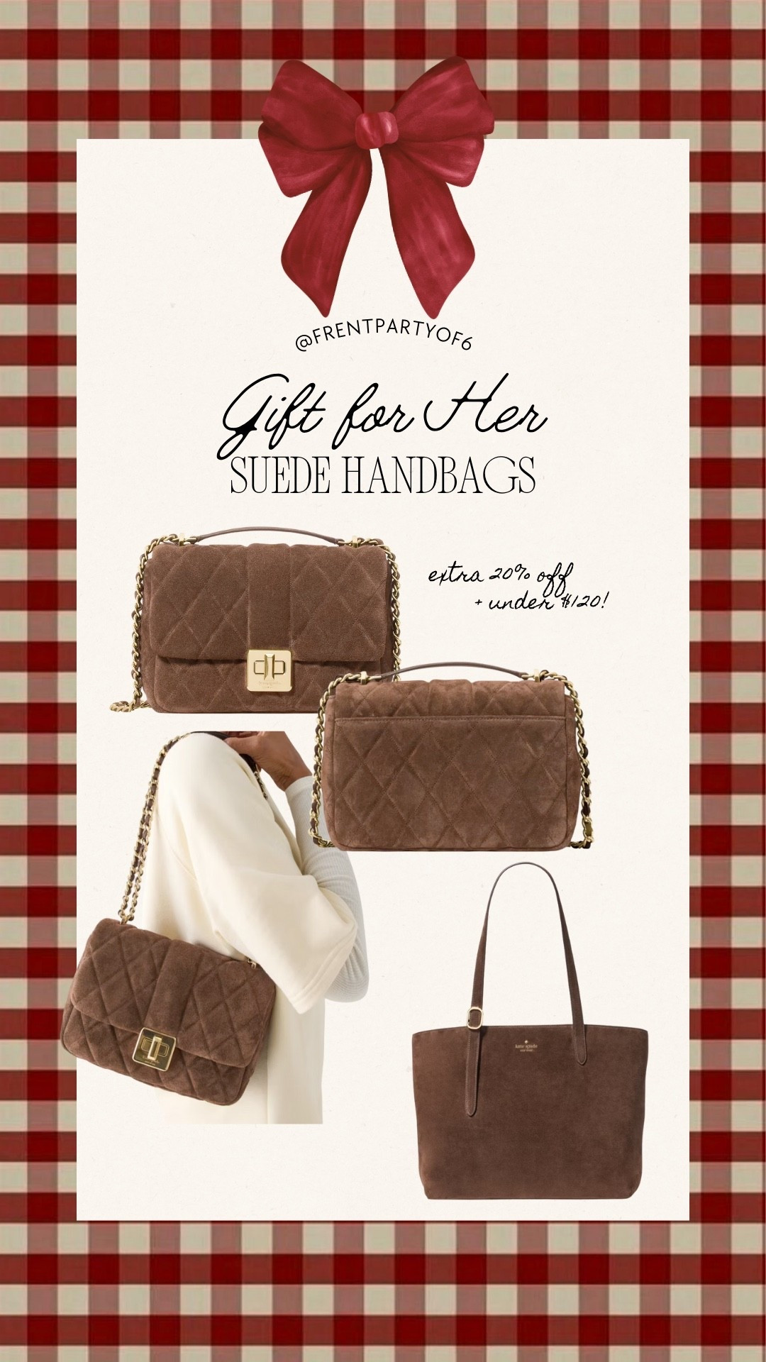 How cute are these suede handbags?! The crossbody is an extra 20% off today and under $120!

#LTKGiftGuide #LTKSaleAlert #LTKHoliday