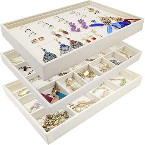GISK Set of 3 Velvet Jewelry Trays Set Organizer, Jewelry Storage Jewelry Display Trays for Ring ... | Amazon (US)