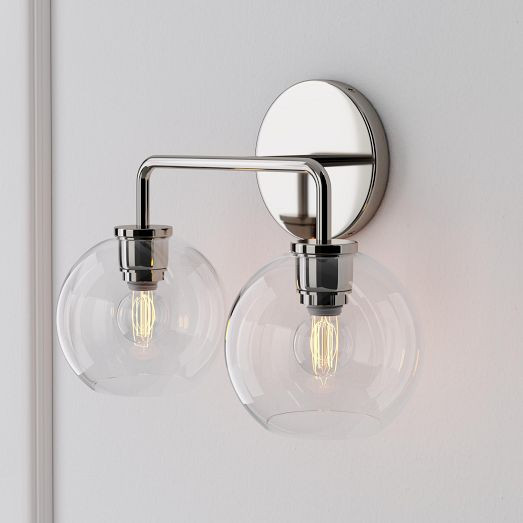 Sculptural 2-Light Globe Sconce - Clear | West Elm (US)