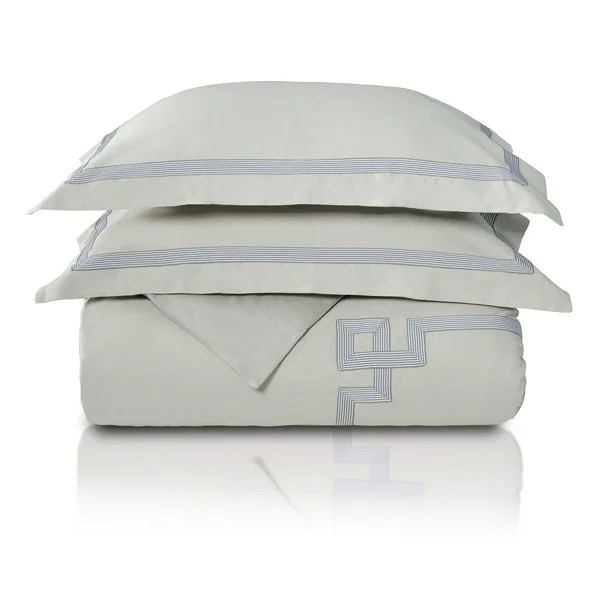 Miller Cotton Embroidered 3-Piece Duvet Cover Set by Blue Nile Mills, California King, Gray-Gray ... | Walmart (US)