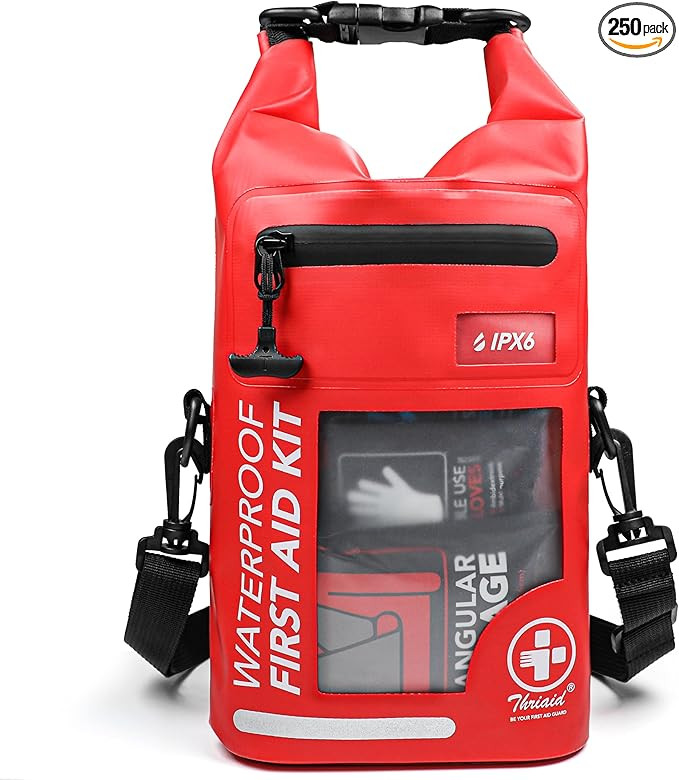 250 PCS Waterproof First Aid Kit, Roll Top Reflective Boat Dry Bag Bug Out Bags, Emergency Medica... | Amazon (US)
