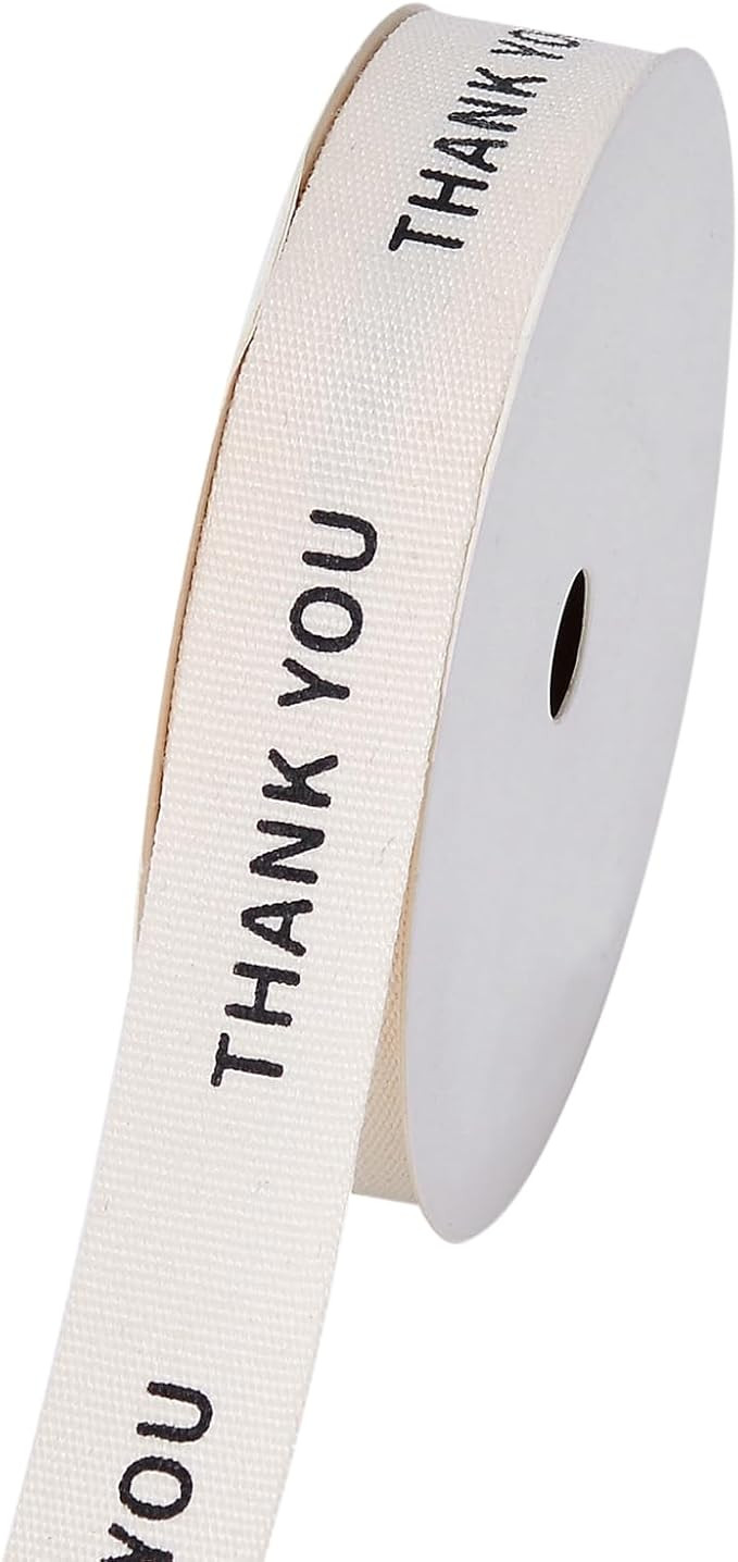 YAMA Thank You Cotton Custom Ribbon, Natural Beige Teacher Ribbon for Gift Wrapping Crafts Home D... | Amazon (US)