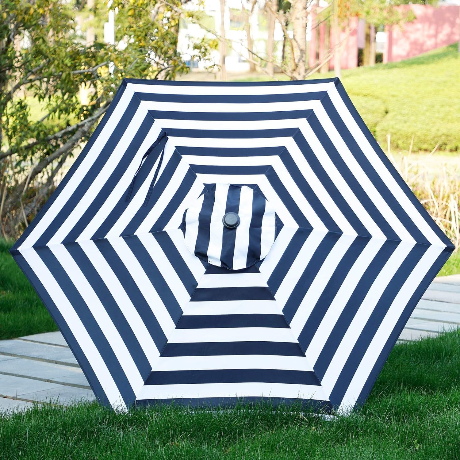Blissun 7.5 ft Patio Umbrella, Yard Umbrella Push Button Tilt Crank (Black&White) | Amazon (US)