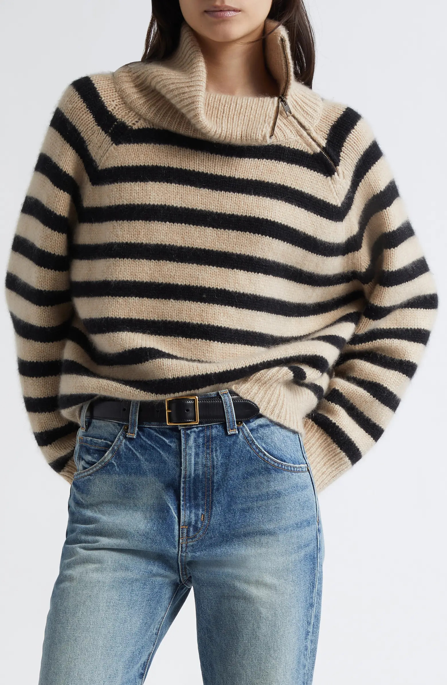 Raelynn Stripe Turtleneck Cashmere Sweater | Nordstrom