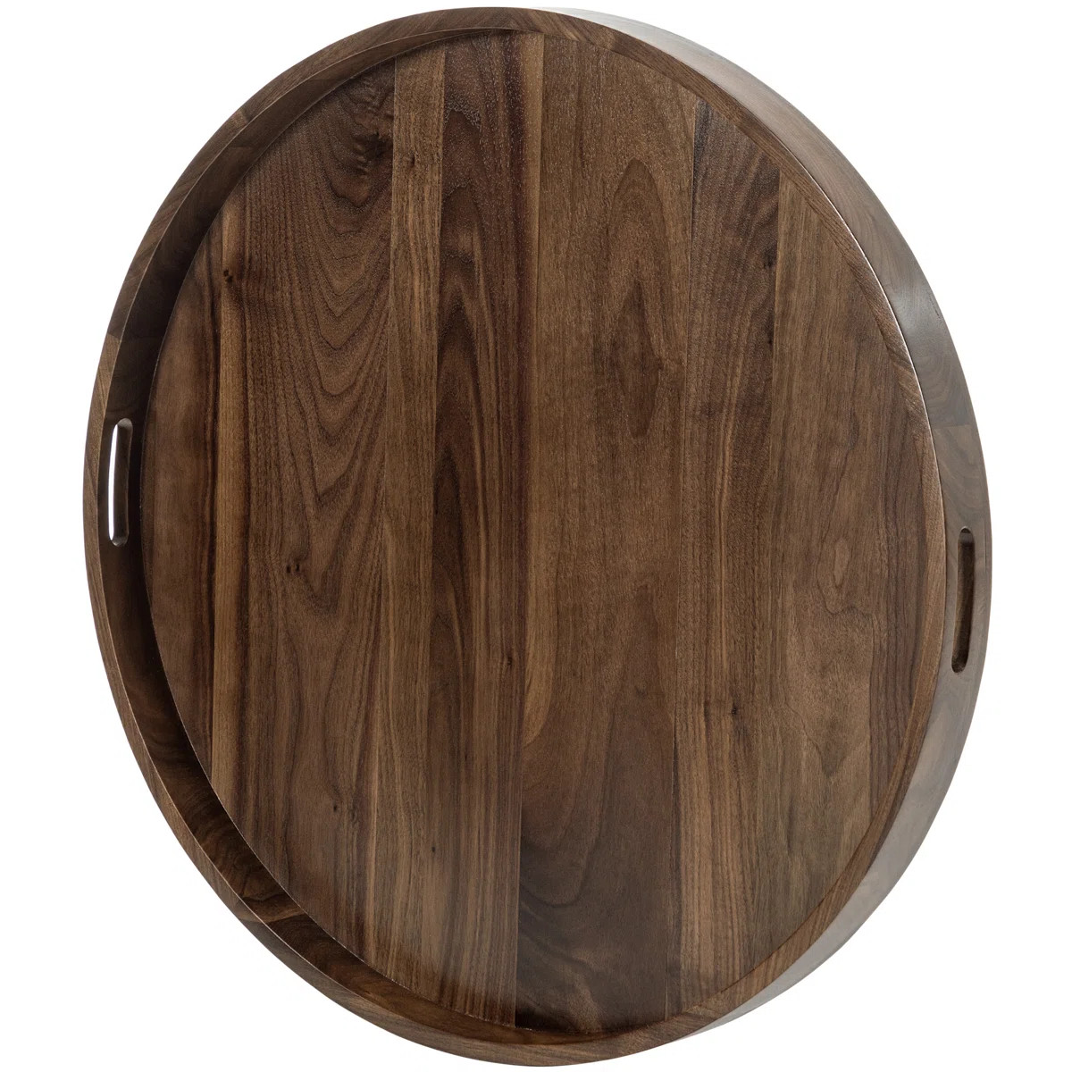 Arooj Round Black Walnut Solid Wood Serving Tray Ottoman Tray | Wayfair North America