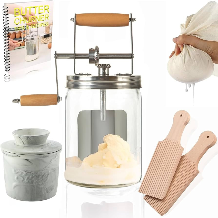 Dazey Butter Churn - Hand Crank Butter Churner- Manual Butter Maker- Beech Wood BUTTER PADDLES IN... | Amazon (US)