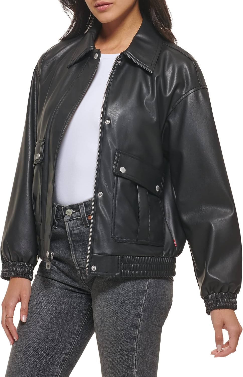 Levi's Women's Faux Leather Lightweight Dad Bomber Jacket | Amazon (US)