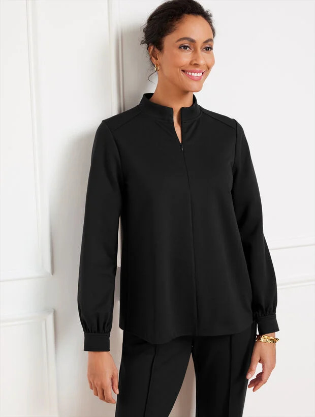 Passport Ponte Zip Mockneck Pullover | Talbots