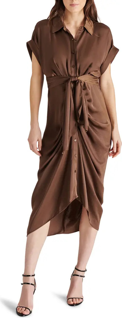 Tori Tie Waist Satin Midi Shirtdress | Nordstrom Rack