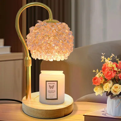 Candle Warmer Lamp With Timer, Dimmer Candle Lamp Warmer Adjustable Height, 312 K9 Crystals Lampshade Electric Wax Melt Warmer With 2 Bulbs, Wax Warme | Wayfair North America