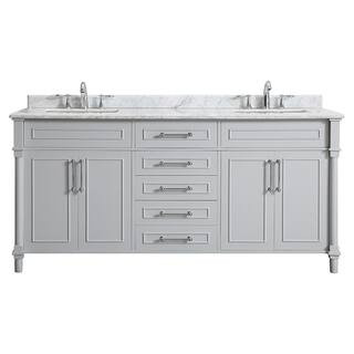 Home Decorators Collection Aberdeen 72 in. W x 22 in. D Bath Vanity in Dove Grey with Carrara Mar... | The Home Depot