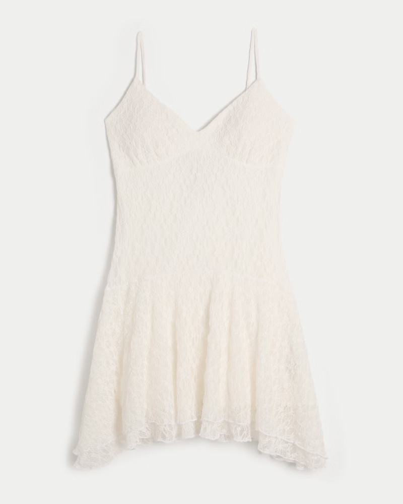 Women's Lace Asymmetrical Hem Mini Dress from Hollister | Hollister (US)