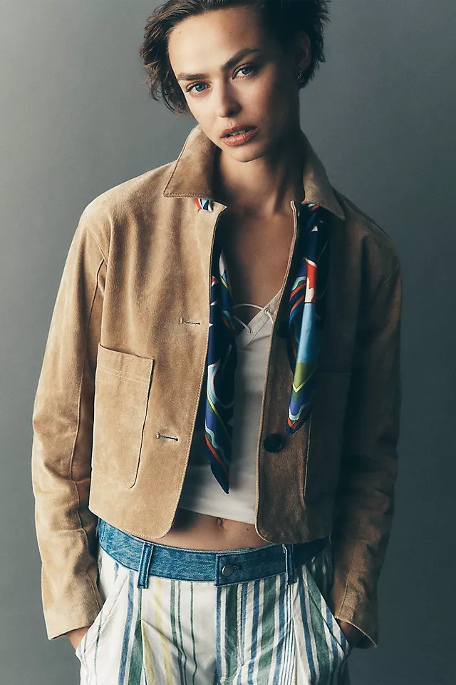 Real Suede Crop Jacket | Anthropologie (US)