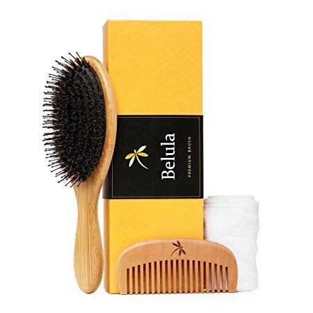 Premium Boar Bristle Hair Brush for Thick Hair Set. Hairbrush for Women With Thick, Long or Curly... | Amazon (US)