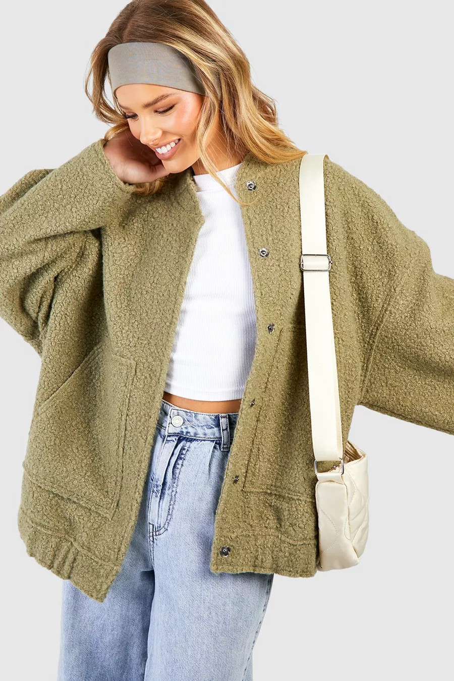 Oversized Wool Bomber Jacket | Boohoo.com (UK & IE)