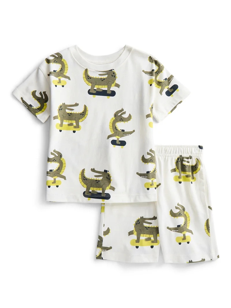 Wonder Nation Toddler Boys Short Sleeve Top and Shorts Outfit Set, 2-Piece, Sizes 12M-5T | Walmart (US)