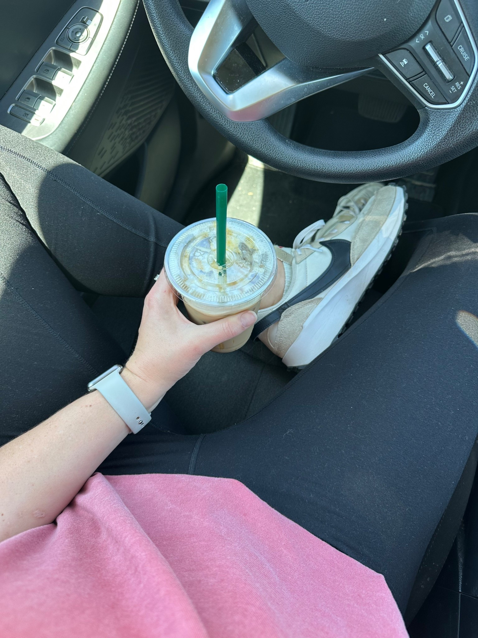 Car line OOTD and my favorite at home sweet cream cold brew

#LTKdayinmylife #LTKSaleAlert #LTKootd