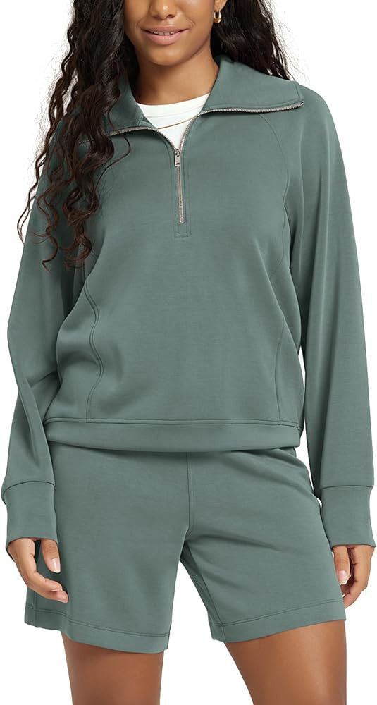 ODODOS Modal Soft Half-Zip Sweatshirts for Women Long Sleeve Relaxed Fit Collared Pullover Top | Amazon (US)