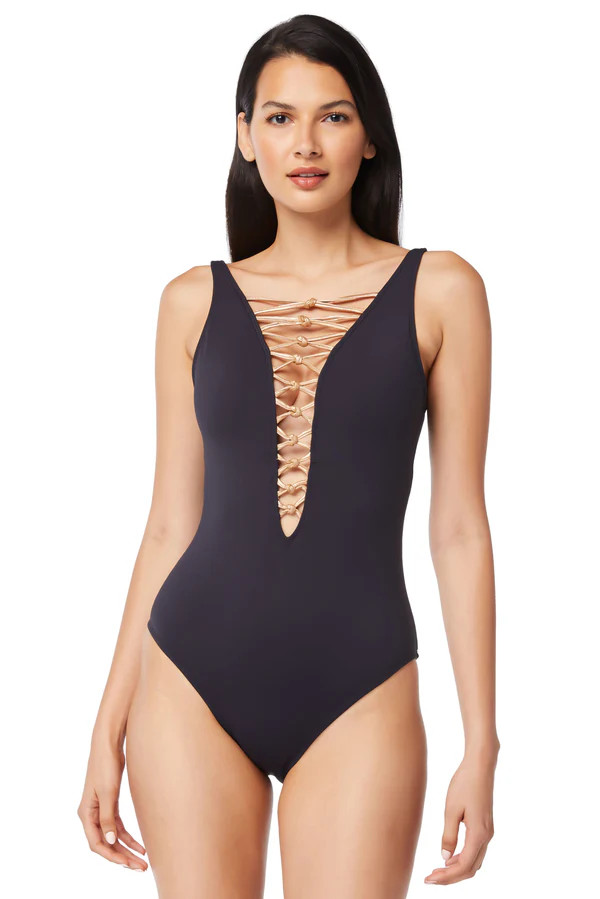 Kore One Piece High Neck Lace Down Swimsuit | Bleu Rod Beattie