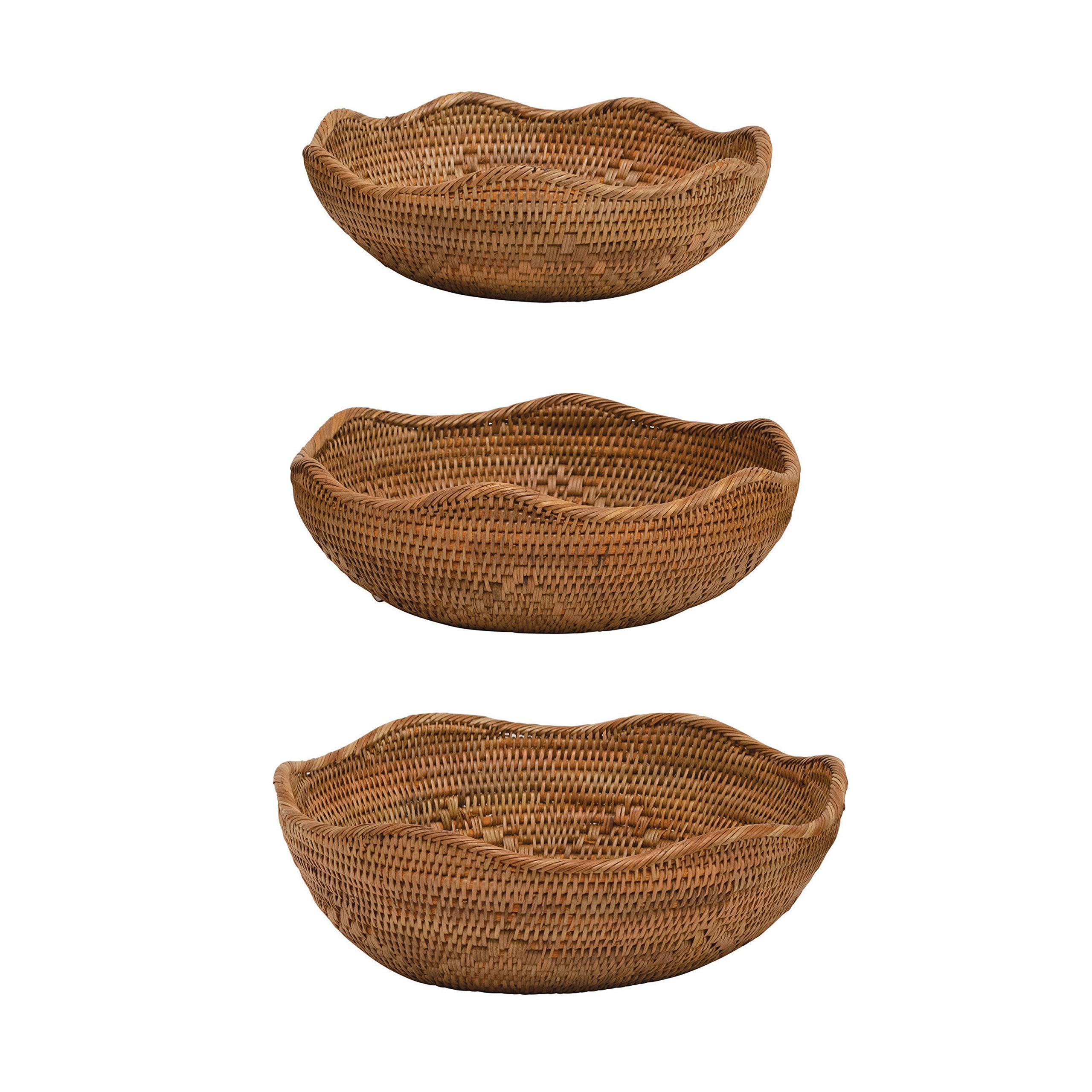 Bloomingville Decorative Hand-Woven Rattan, Set of 3 Bowl, Natural, 3 | Amazon (US)