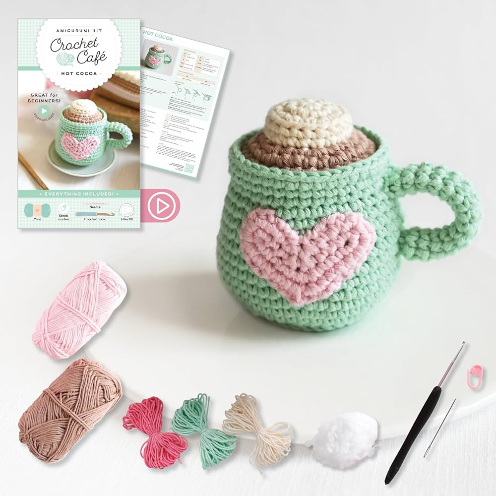 Crochet Cafe Amigurumi Kit Hot Cocoa: Everything You Need Is Included: 100%-Cotton Yarn, Crochet ... | Amazon (US)