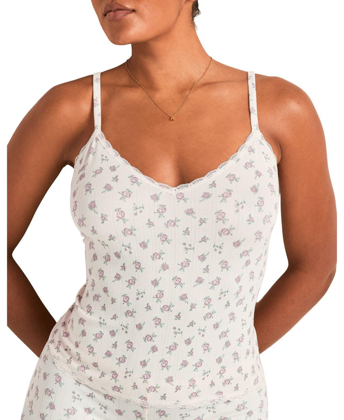 Adore Me Women's Pointelle Cami Top - Floral beige | Macy's