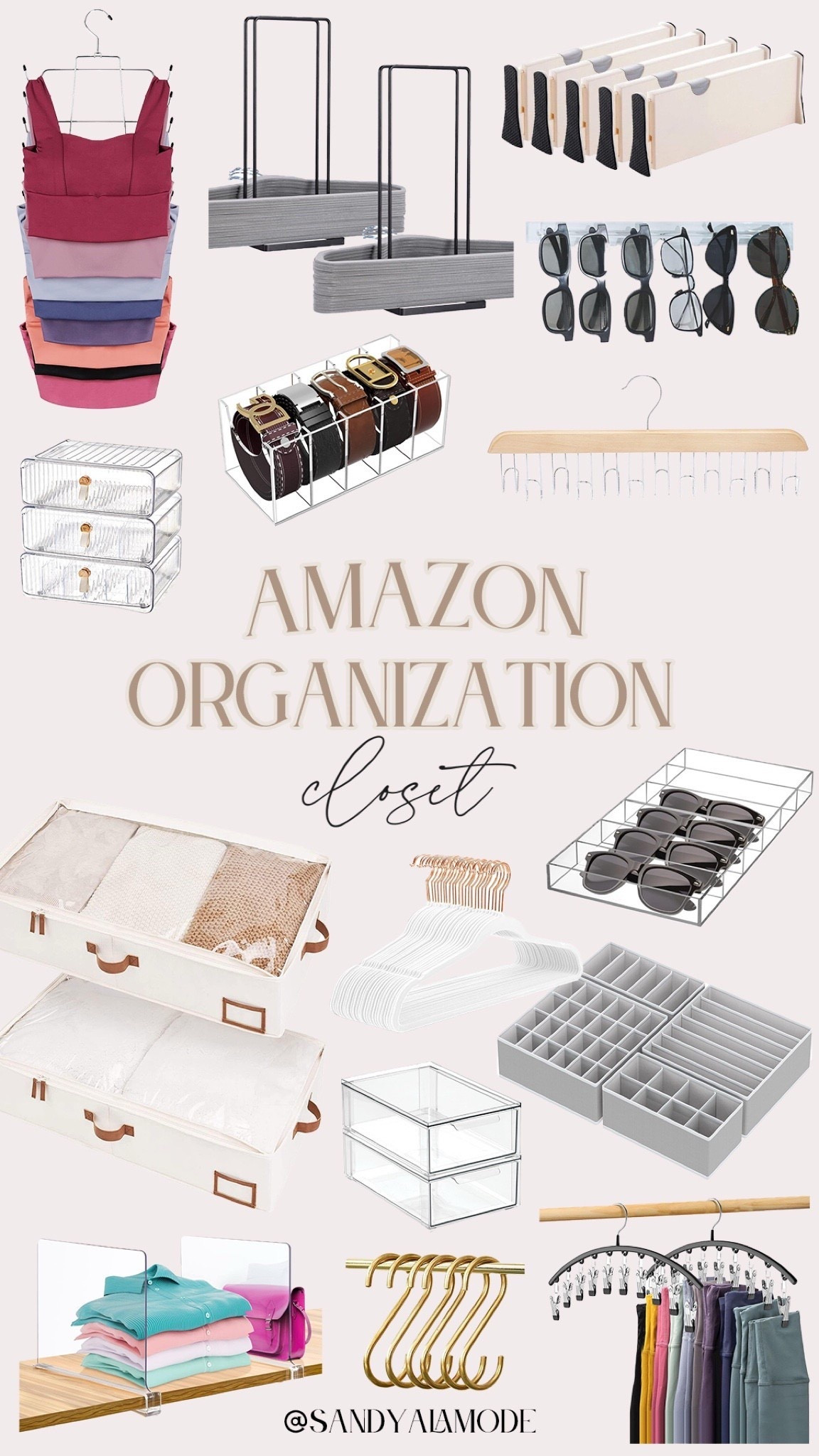 Amazon closet organization // sunglasses tray // belt holder // hangers // declutter 

#LTKFindsUnder50 #LTKHome