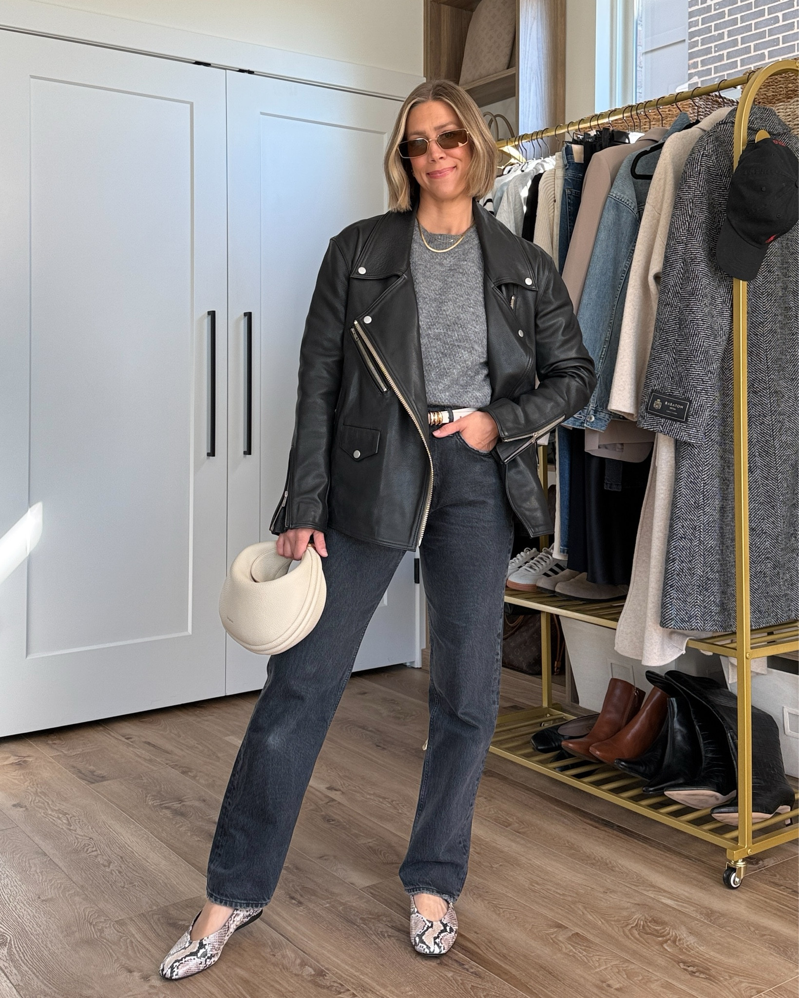 Wearing 26 jeans, large sweater, small leather jacket, small belt, flats tts

#LTKFindsUnder100 #LTKOver40 #LTKStyleTip