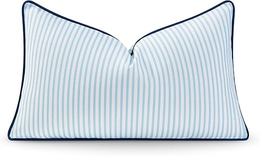 Hofdeco Premium Coastal Hampton Style Patio Indoor Outdoor Lumbar Pillow Cover Only, 12"x20" Wate... | Amazon (US)