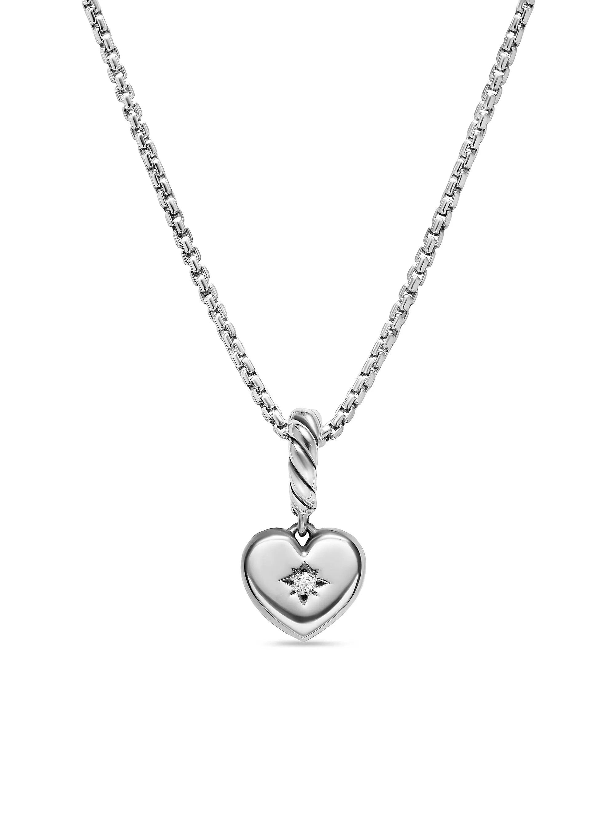Petite Compass Heart Amulet in Sterling Silver with Diamond, 7.4MM | Saks Fifth Avenue