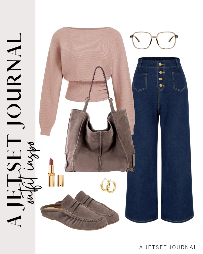 We love this pink boat-neck sweater from CIDER paired with Belle Poque high-waist jeans! Style it with The Sak Los Feliz large tote bag and Project Cloud loafers. These SOJOS square blue light-blocking glasses are perfect for this fit. 

 #LTKSeasonal #LTKSaleAlert #LTKTravel