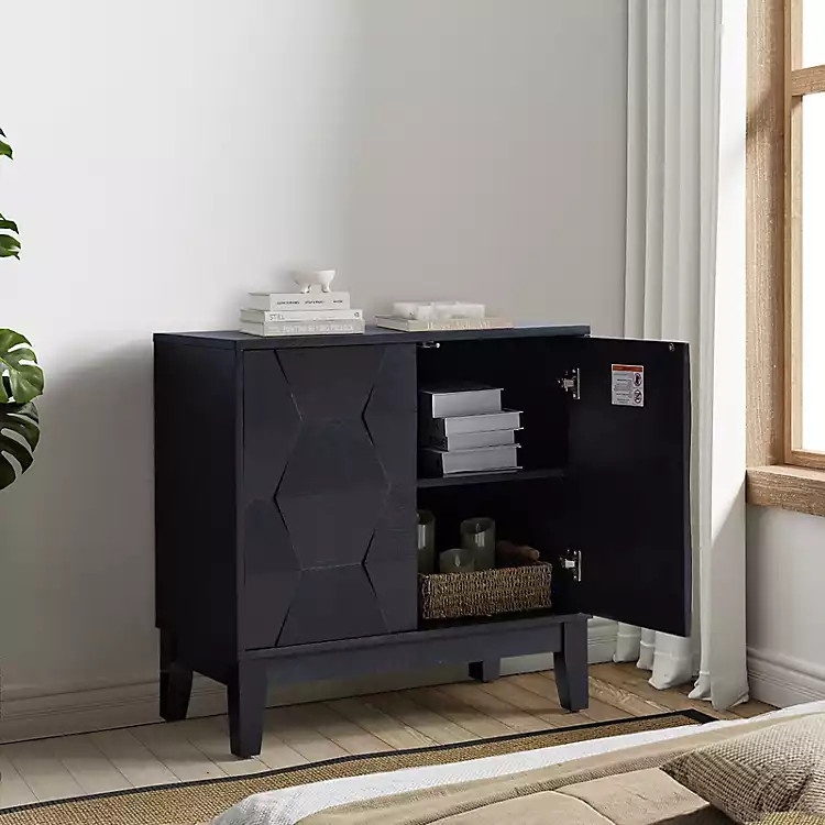 Black Geometric Mabel 2-Door Cabinet | Kirklands Home | Kirklands