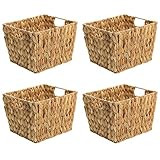 Trademark Innovations Hyacinth Storage Basket with Handles, Rectangular (Set of 4, 11.5") | Amazon (US)