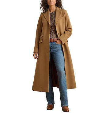 Lauren Ralph Lauren Wool Blend Notch Collar Max Single Button Fit & Flare Coat | Dillard's | Dillard's