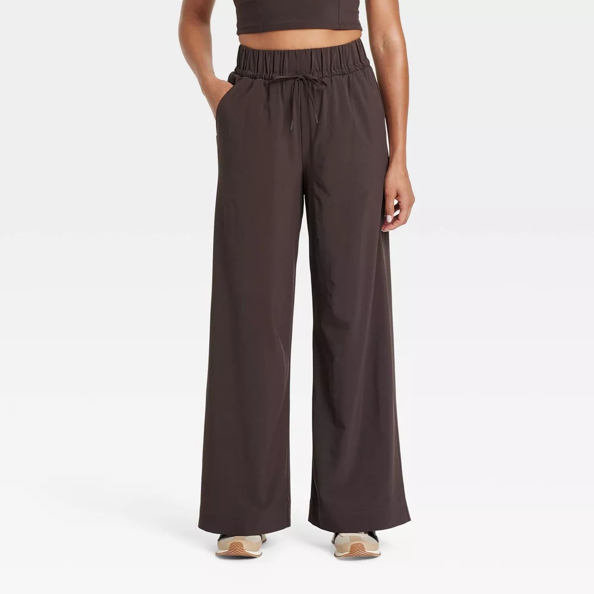 Women's Active Light High-Rise Wide Leg Pants - All In Motion™ Dark Brown S | Target