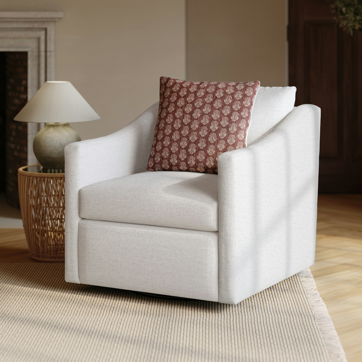 Landry 32.25" Swivel Lounge Chair - Napa White | Article