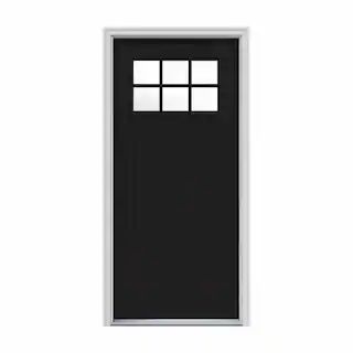 32 in. x 80 in. 6 Lite Craftsman Black Painted Steel Prehung Right-Hand Inswing Front Door w/Bric... | The Home Depot